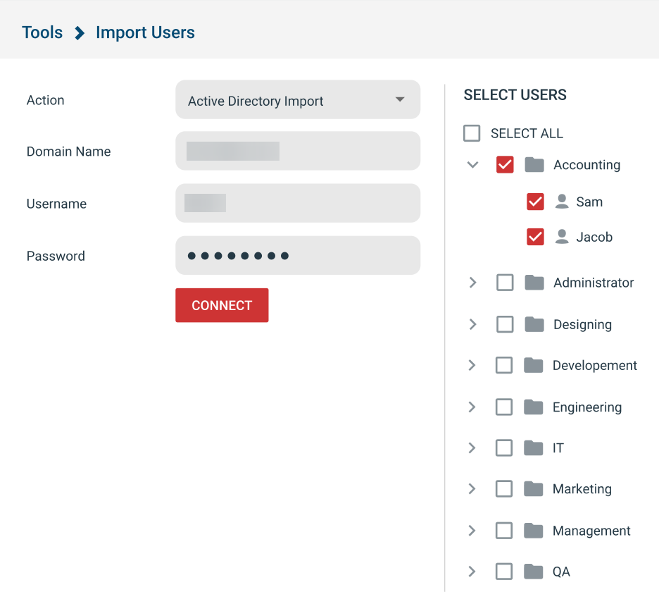 Active Directory import specific organizational units